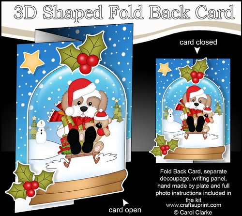 Christmas 3D Shaped No-Hole Fold Back Mini Kit - Little Cavachon Dog