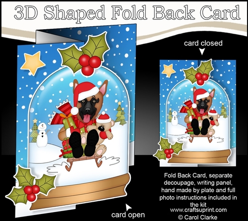 Christmas 3D Shaped No-Hole Fold Back Mini Kit - Little German Shepherd Dog