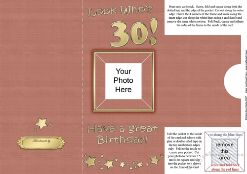Add a Photo 30th Birthday Card with easy fold frame