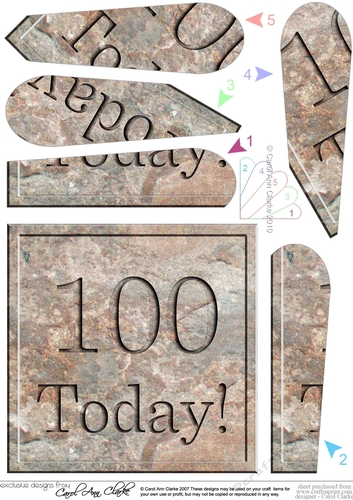100 Today! Set in Stone Fan Pyramage Topper