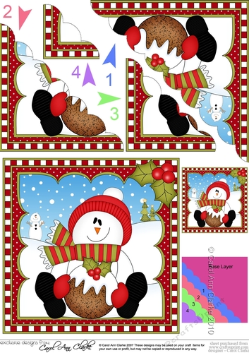 Christmas Snowman Rio has an Xmas Pudding -  Scalloped Corner Stacker