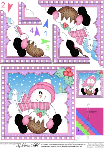 Christmas Snowman Rio has an Xmas Pudding -  Scalloped Corner Stacker