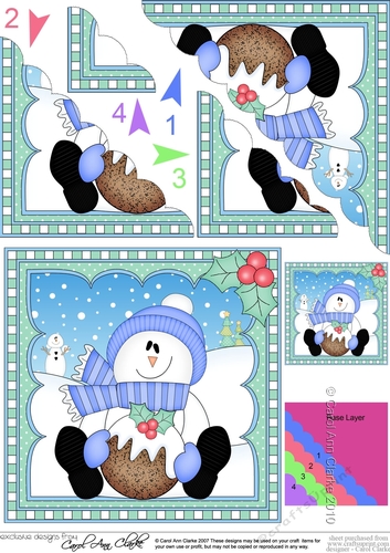 Christmas Snowman Rio has an Xmas Pudding -  Scalloped Corner Stacker