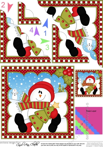 Christmas Snowman Rio has an Xmas Tree -  Scalloped Corner Stacker