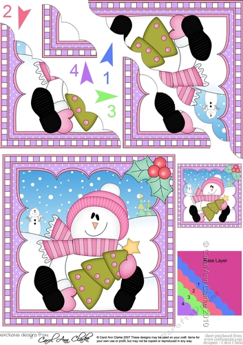 Christmas Snowman Rio has an Xmas Tree -  Scalloped Corner Stacker