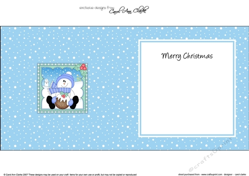 Christmas Snowman Rio has an Xmas Pudding - square landscape insert