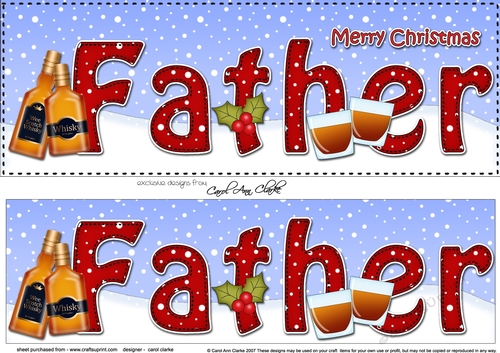 Large DL Merry Christmas FATHER with Whisky 3D decoupage 