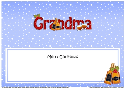 Large DL Merry Christmas GRANDMA with Whisky insert