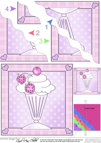Strawberry Sundae Sweet Treats Wavy Corner side stacker Topper