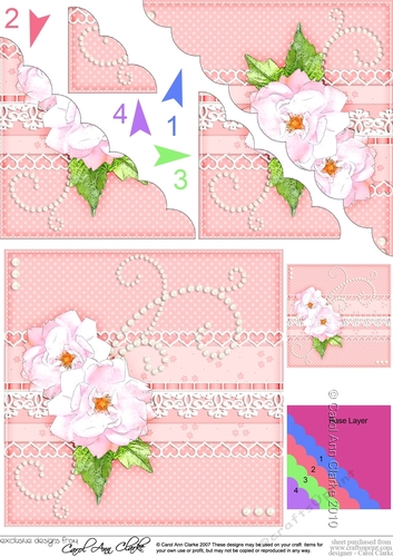 A Touch of Elegance Flowers Pearls and Lace Scalloped Corner Stacker