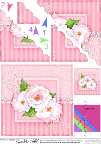A Touch of Elegance Flowers Pearls and Lace Scalloped Corner Stacker