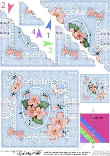 A Touch of Elegance Flowers Pearls and Lace Scalloped Corner Stacker