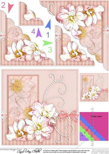 A Touch of Elegance Flowers Pearls and Lace Scalloped Corner Stacker
