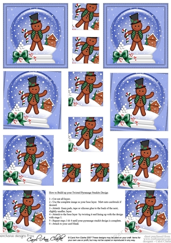 Christmas Gingerbread Man Snowglobe Twisted Pyramage sheet