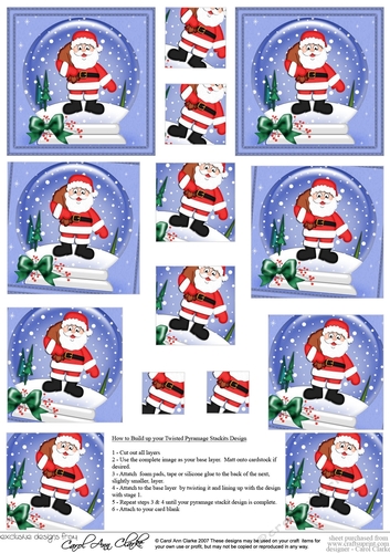 Christmas Santa Snowglobe Twisted Pyramage sheet