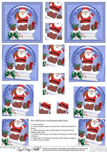 Christmas Santa Snowglobe Twisted Pyramage sheet