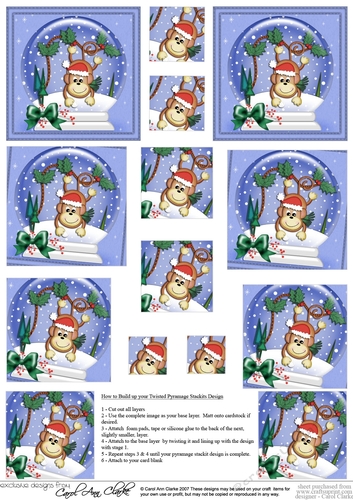 Christmas Chunky Monkey Snowglobe Twisted Pyramage sheet