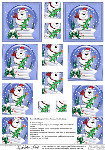 Christmas Ben Polar Bear Snowglobe Twisted Pyramage sheet