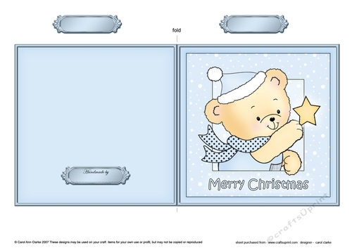 Cute Hunney Bear Robert has a Christmas Star - Quick Cut and Fold Card  