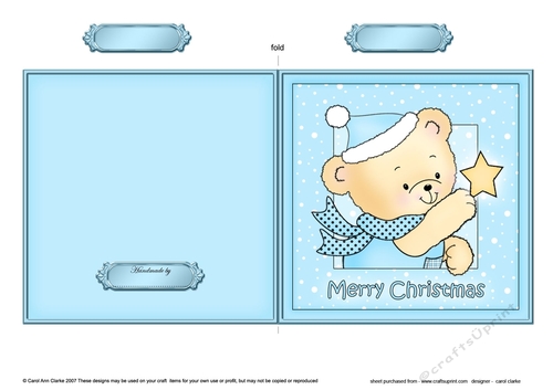 Cute Hunney Bear Robert has a Christmas Star - Quick Cut and Fold Card  