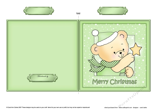 Cute Hunney Bear Robert has a Christmas Star - Quick Cut and Fold Card  