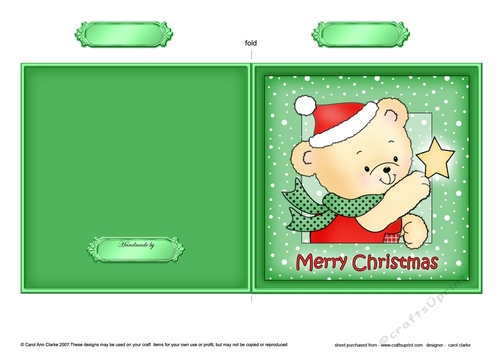 Cute Hunney Bear Robert has a Christmas Star - Quick Cut and Fold Card  
