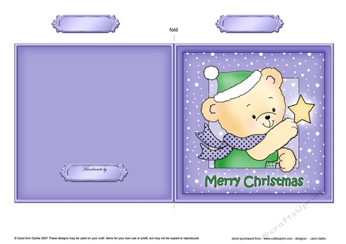 Cute Hunney Bear Robert has a Christmas Star - Quick Cut and Fold Card  