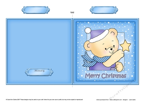 Cute Hunney Bear Robert has a Christmas Star - Quick Cut and Fold Card  