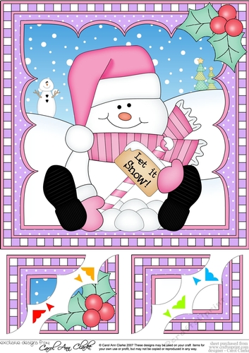 Christmas Snowman Oli 8 x 8 Scalloped Corner Topper 