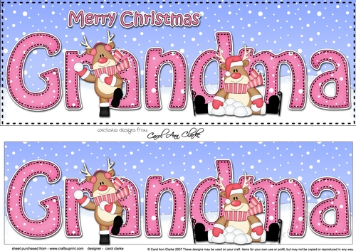 Large DL Merry Christmas GRANDMA 3D decoupage with Rudolph