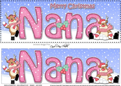 Large DL Merry Christmas NANA 3D decoupage with Rudolph