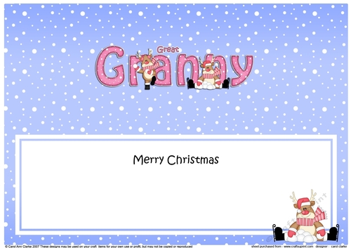 Large DL Merry Christmas GREAT GRANNY insert with Rudolph