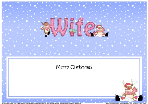 Large DL Merry Christmas WIFE insert with Rudolph