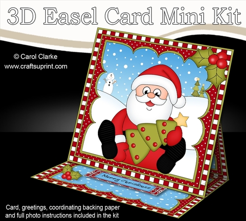 3D Easel Card Mini Kit - Christmas Santa has an Xmas Tree