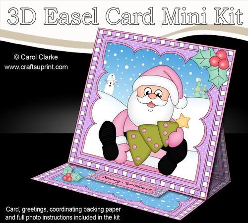 3D Easel Card Mini Kit - Christmas Santa has an Xmas Tree