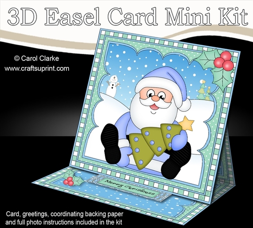 3D Easel Card Mini Kit - Christmas Santa has an Xmas Tree
