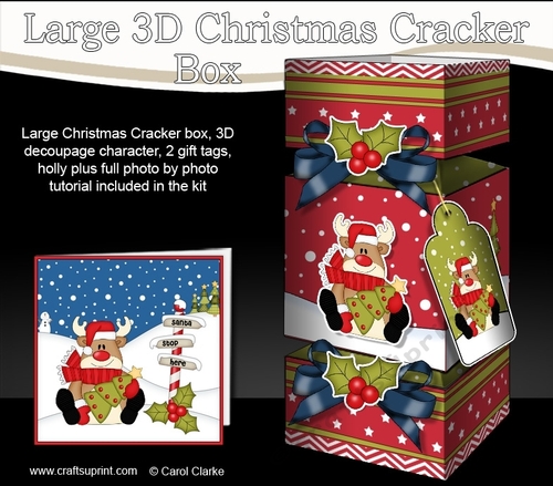 3D Large Christmas Cracker Box Mini Kit -  Rudolph has an Xmas Tree