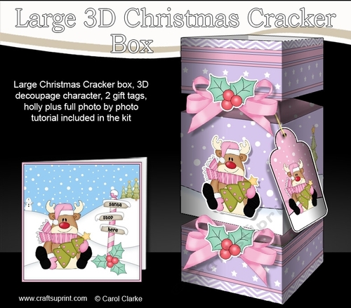 3D Large Christmas Cracker Box Mini Kit -  Rudolph has an Xmas Tree