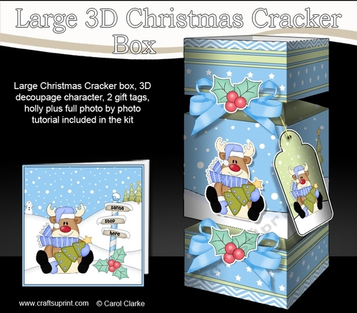 3D Large Christmas Cracker Box Mini Kit -  Rudolph has an Xmas Tree