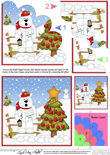 Christmas Ben Polar Bear has decorated the Xmas Tree Shell Edged Corner Side Stacker