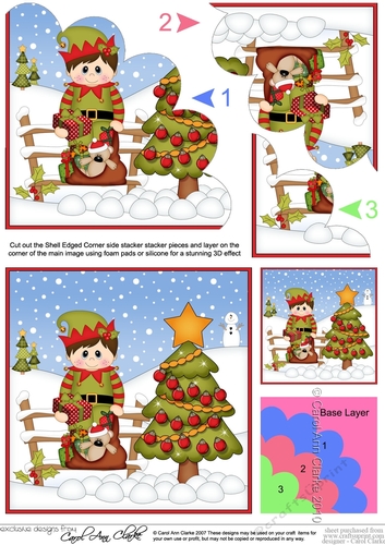 Christmas Elf has decorated the Xmas Tree Shell Edged Corner Side Stacker