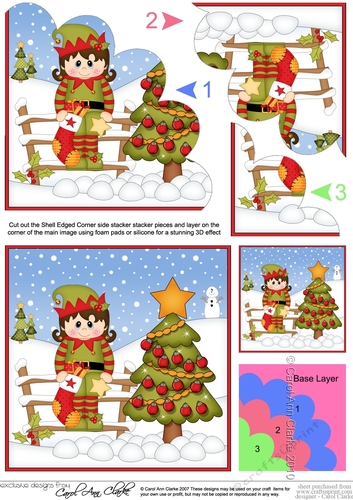 Christmas Elf has decorated the Xmas Tree Shell Edged Corner Side Stacker