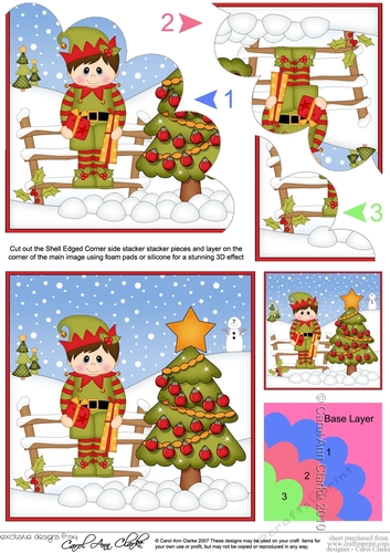 Christmas Elf has decorated the Xmas Tree Shell Edged Corner Side Stacker