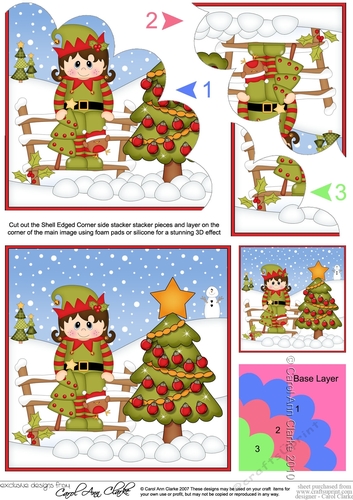 Christmas Elf has decorated the Xmas Tree Shell Edged Corner Side Stacker