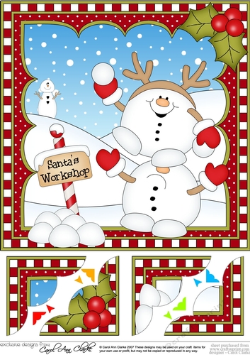 Christmas Snowball Sam 8 x 8 Scalloped Corner Topper  