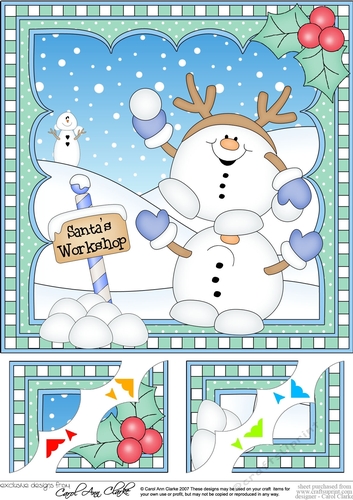 Christmas Snowball Sam 8 x 8 Scalloped Corner Topper  