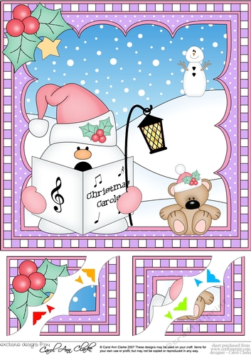 Christmas Snowball Sam 8 x 8 Scalloped Corner Topper  