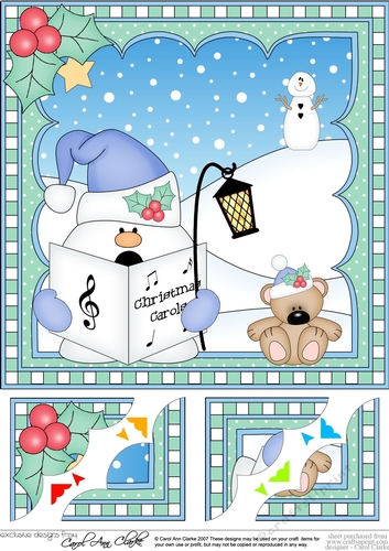 Christmas Snowball Sam 8 x 8 Scalloped Corner Topper  