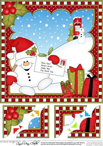 Christmas Snowball Sam 8 x 8 Scalloped Corner Topper  