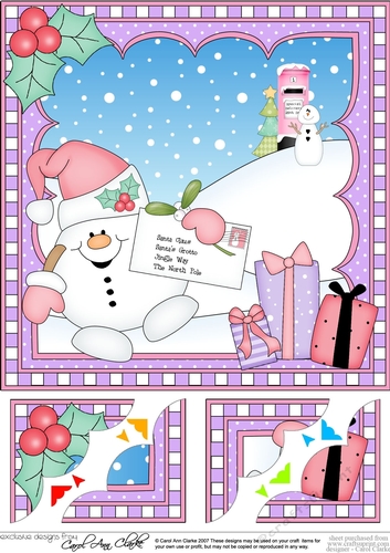Christmas Snowball Sam 8 x 8 Scalloped Corner Topper  